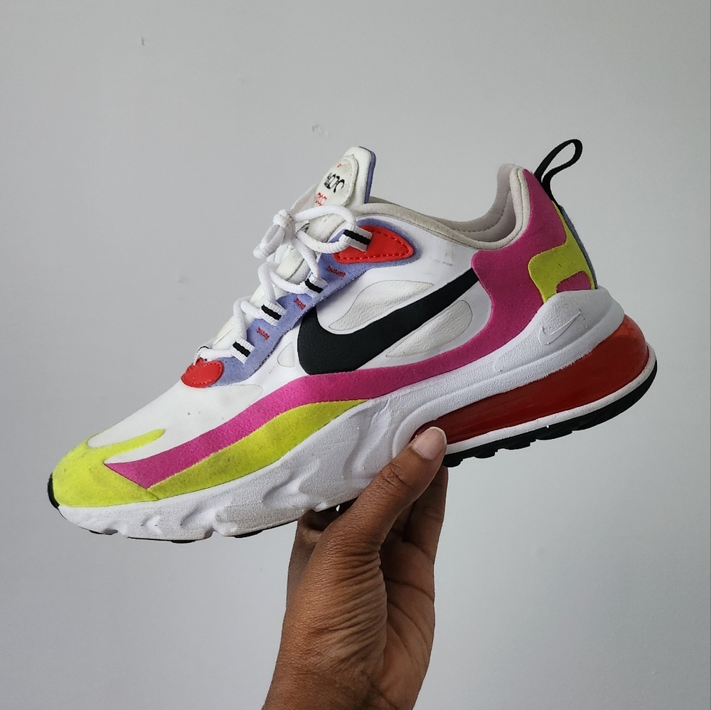 Nike Air Max React 270 "Bauhaus" Multicolor White Pink Yellow Size 8 Trainers